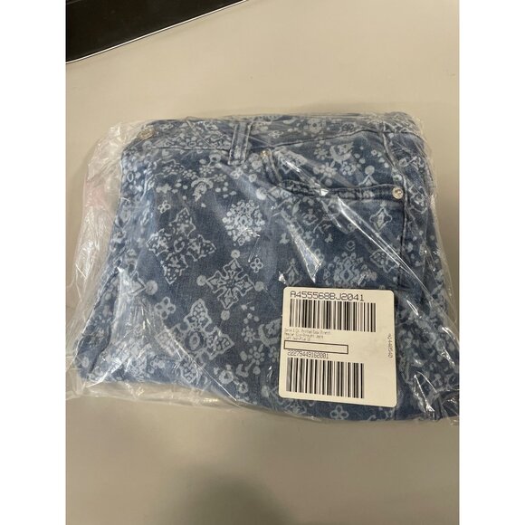 Denim and Co Printed Easy Stretch Regular Straight Jeans Womens 18 Blue Boho NEW - Picture 3 of 8